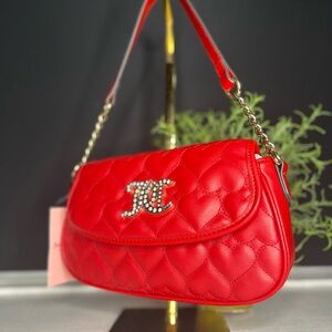 Juicy Couture Straight From The Heart Quilted Red Shoulder Bag NWT